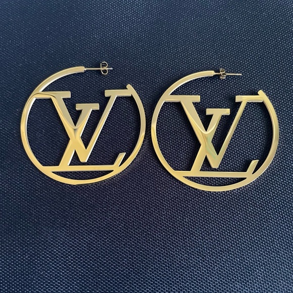 Gold LV Hoop Earrings - Picture 4 of 4